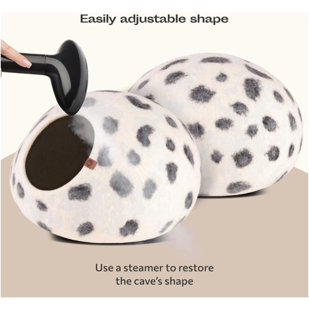 MEOWFIA Premium Felt Cat Bed Cave Handmade 100% Merino Wool Large Snow Leopard - Picture 4 of 8